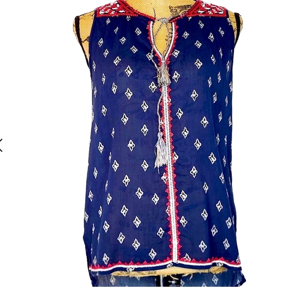 Lucky Brand Tops - 🍀 Lucky Brand Boho Peasant Sleeveless Top Tunic XS NWT Embroidered Beaded